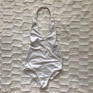 American Apparel white halter bodysuit